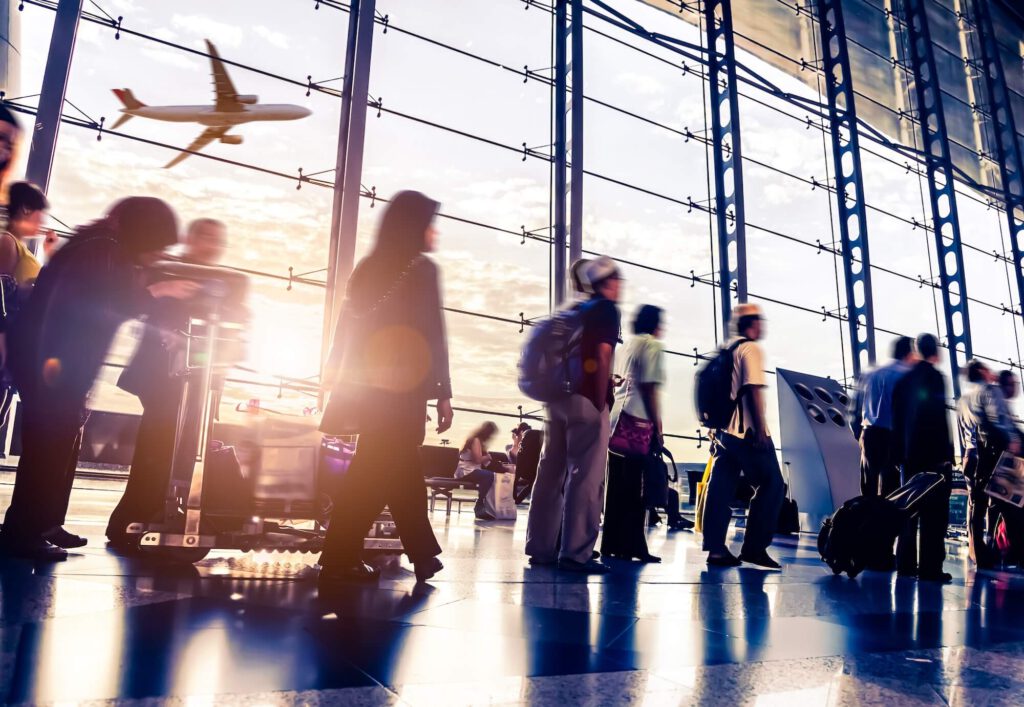people walking in an airport